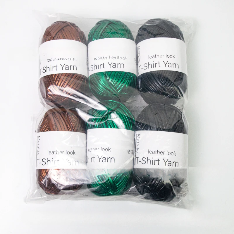 Metallic T-Shirt Yarn for Handmade Bag Blanket Shiny Knitting Crochet Yarn for Crocheting Beginners DIY Keychains Cushion 6