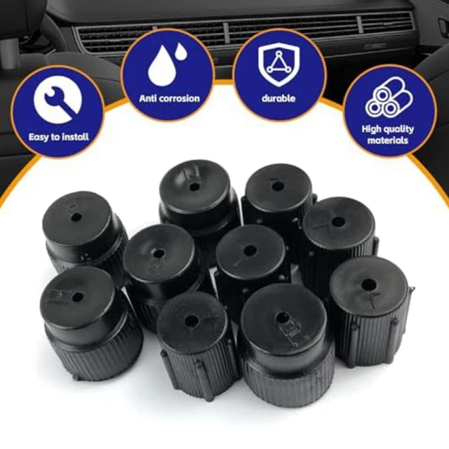 10-Piece R134a A/C Valve Cap Set – 13mm & 16mm Low/High Pressure Port Caps For Car AC Recharge & Maintenance
