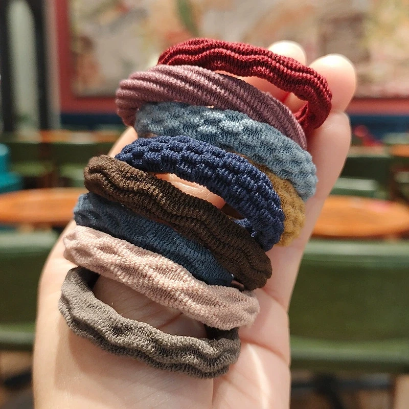 20er-Pack koreanische Version mit hoher elastischer Basis, nahtloser Jacquard-Handtuchring, zehn Farben, Haargummiband, Haardekoration, Seil – Detail 6