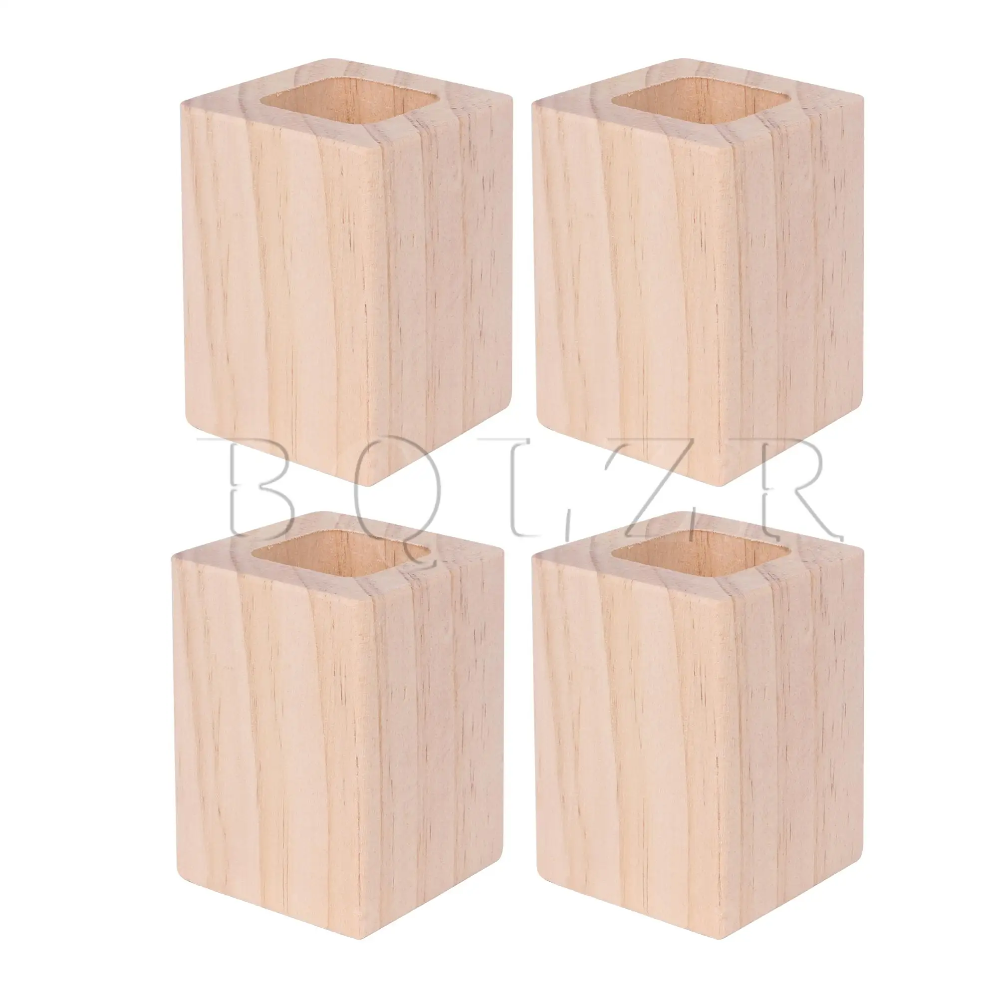 BQLZR 4pcs Wooden Furniture Lifter Bed Enclosed Furniture Table Riser Pad Feet 5x3x3cm