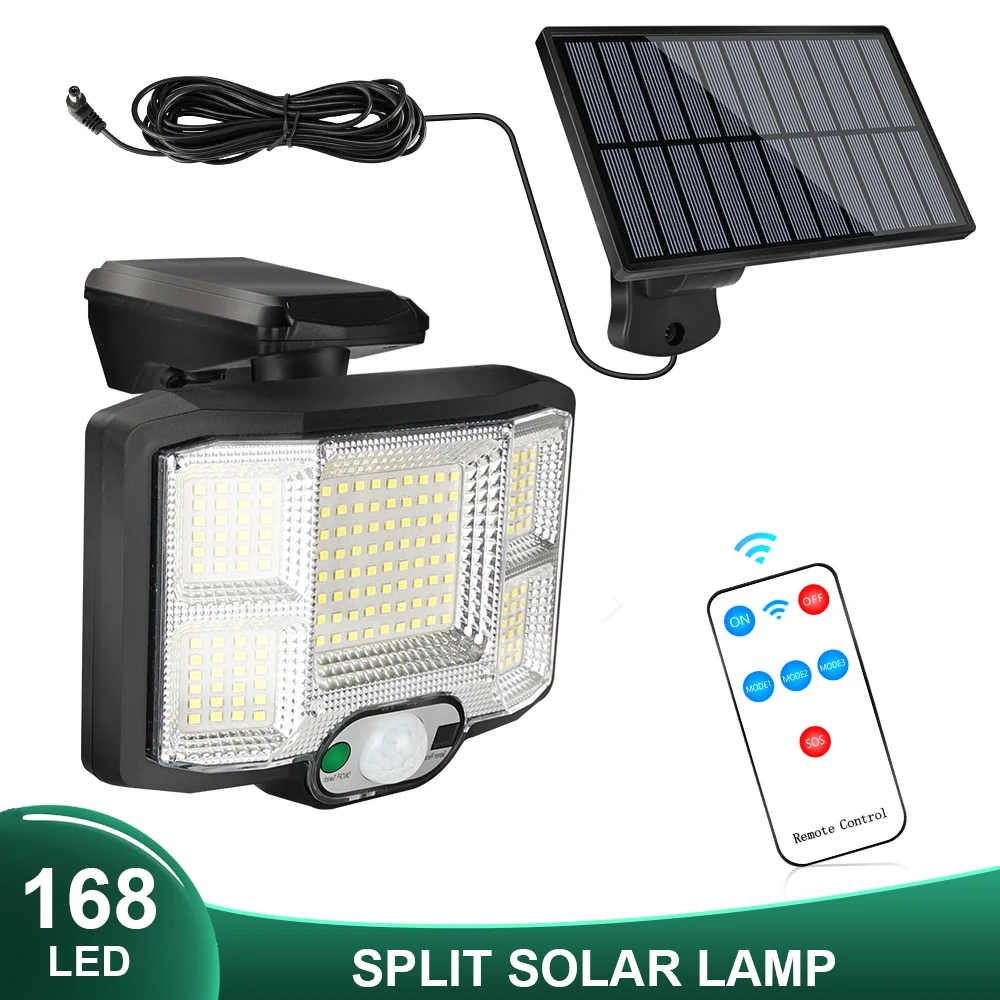 solar step lights 168COB Solar Light PIR Motion Sensor Separation Security Lamp 168LED Outdoor Wall Lighting IP65 Waterproof Spotlight 3 Modes solar motion lights Solar Lamps