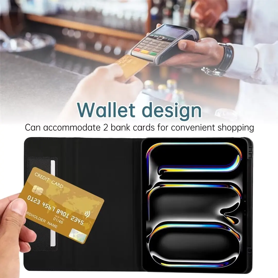 Smart Pencil Holder Tablet Case Folio Stand with PU Leather Cover