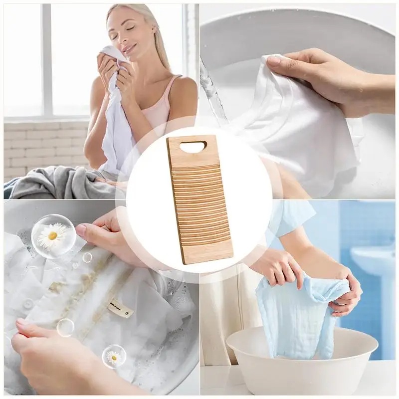 Wash Board For Hand Washing Clothes Small Wood Scrub Board Wood Scrub Washing Stations Wavy Pattern Efficient Hand Washer