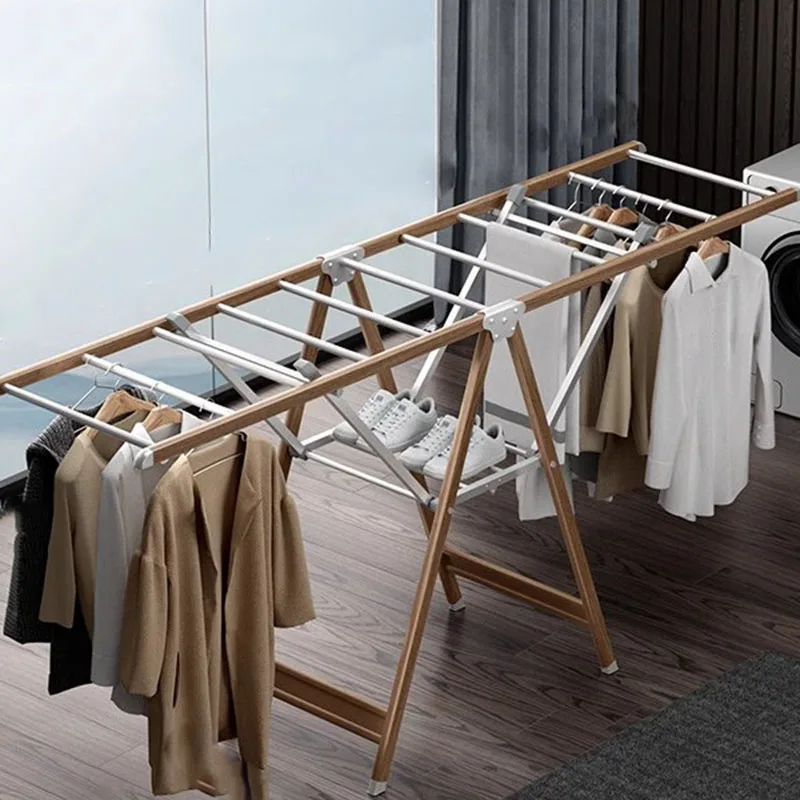 

Floor Standing Clothes Hanger Nordic Organizer Laundry Foldable Drying Racks Trouser Adjustable Appendiabiti Home Decoration