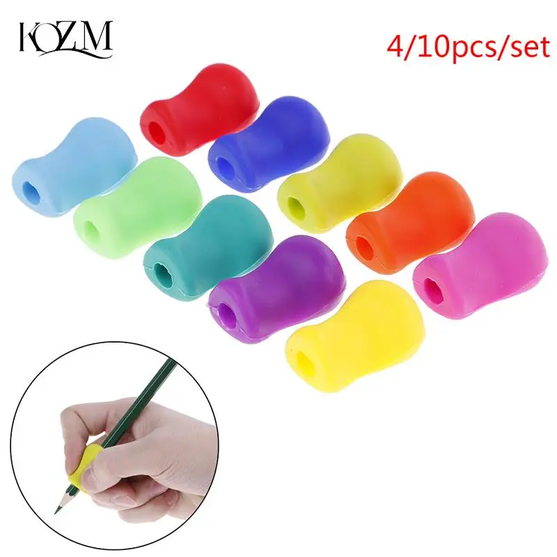 4/10pcs Silicone correttore terapia scrittura a mano aiuto bambini bambini studente scuola cancelleria penna controllo scrittura a destra