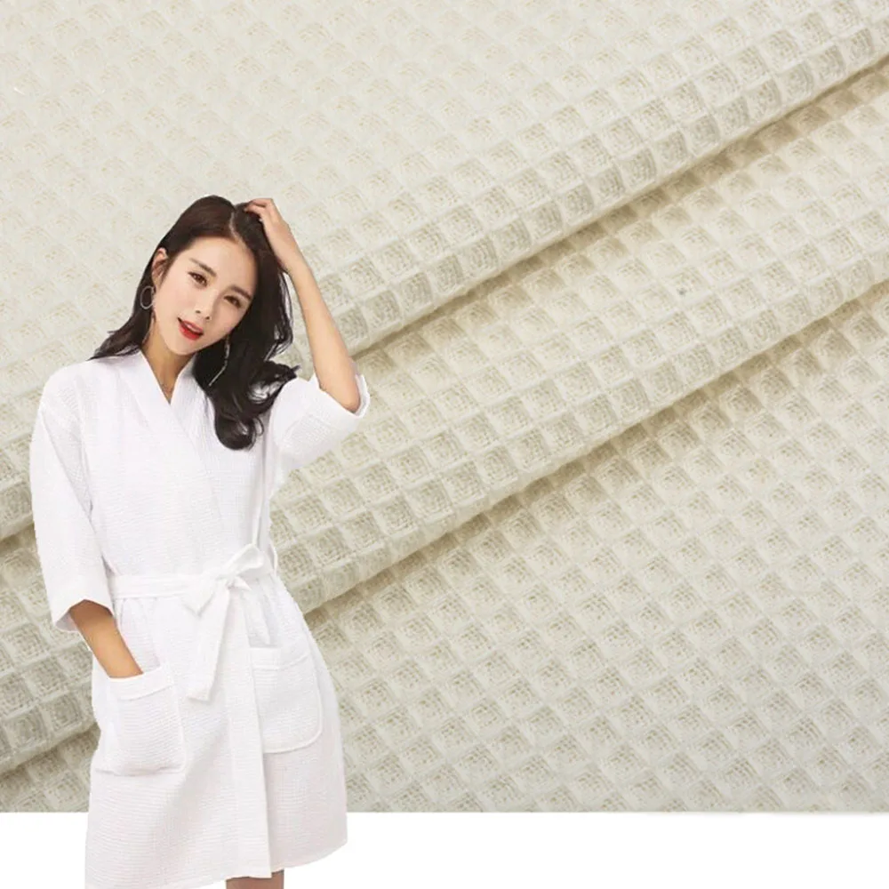 45X150cm Soft Thick Waffle Check Cotton Fabric No Lint DIY Handicraft Bathe Towel Sew Woman Clothing Pants Apparel Home Textiles