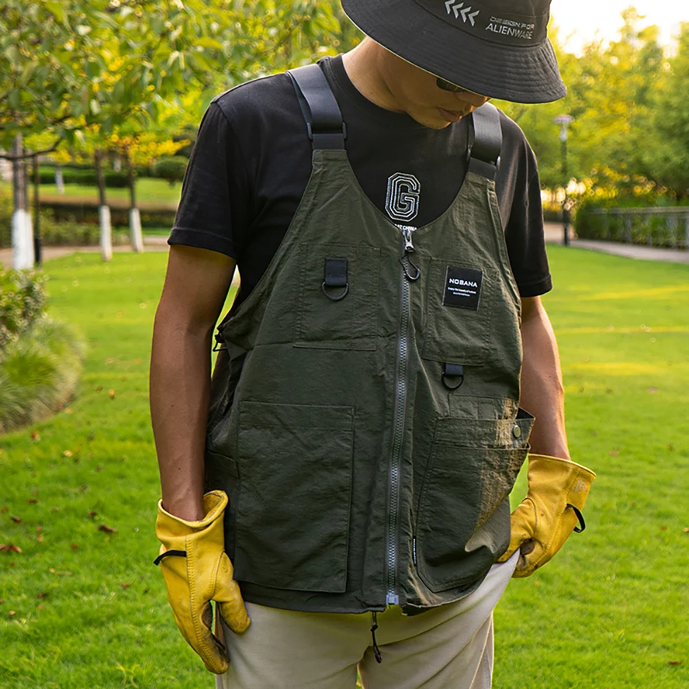 Camping Vest Sleeveless Shoulder Bag Multi Pocket Clothes Supplies For Fishing Work Travel Hiking Waistcoat Jacket Unisex cooling vest fisherman vest