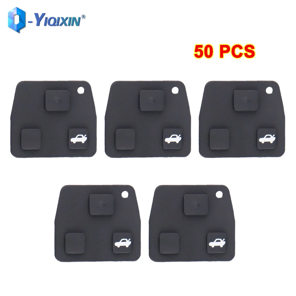 

YIQIXIN 50 PCS For Toyota Avensis Corolla Camry Yaris Prado Carina Lexus Rav4 3 Buttons Silicon Rubber Repair Pad Car Key Shell