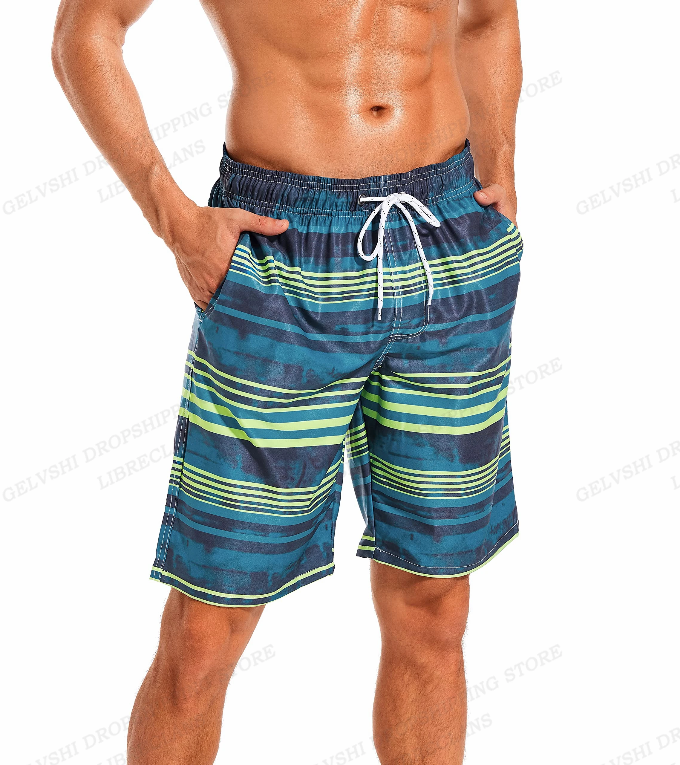 Men's Swimming Shorts Stripe 3d Surfing Board Short Kids Beach Shorts Men Swim Trunks Masculina Sports Fitness Pants Boy Briefs