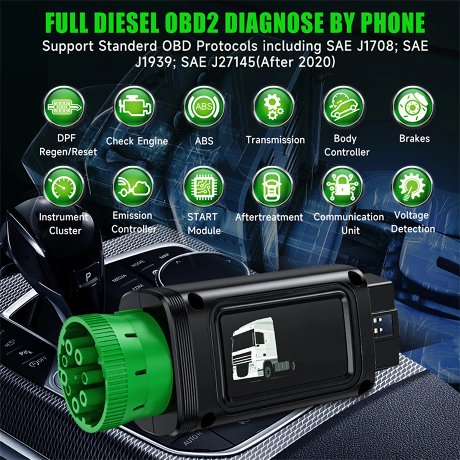 

New ANCEL HD110 Bluetooth Diesel Heavy Duty Truck Scanner All System DPF Regen for Detroit Paccar Diagnostic Scan Tools 2023