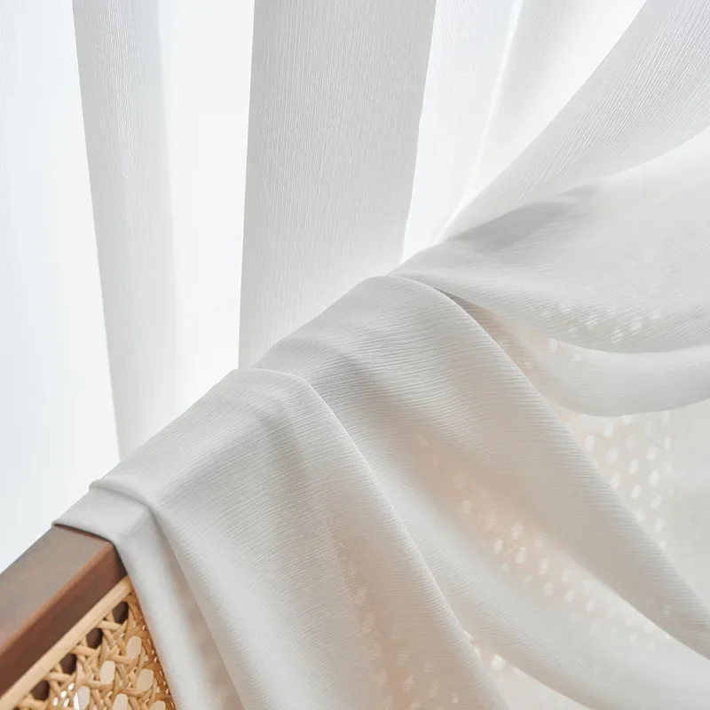 Modern Luxury White Chiffon Tulle Sheer Curtains for Living Room Bedroom Elegant Window Treatment Decor Drapes Shades Cover 4