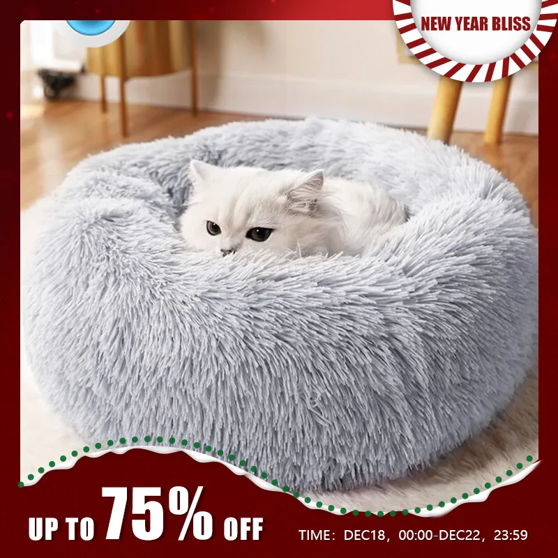 Súper cama cálida para gatos, nido de felpa suave y larga, cojín de cesta para perros, esterilla para dormir