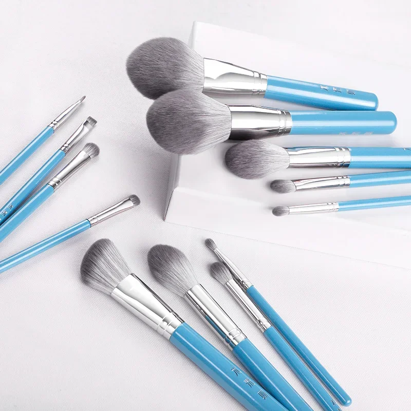 MyDestiny SHINY-BLUE 메이크업 브러쉬 세트 13pcs 슈퍼 소프트 합성 헤어 퀵 드라이 화장품 브러쉬 키트