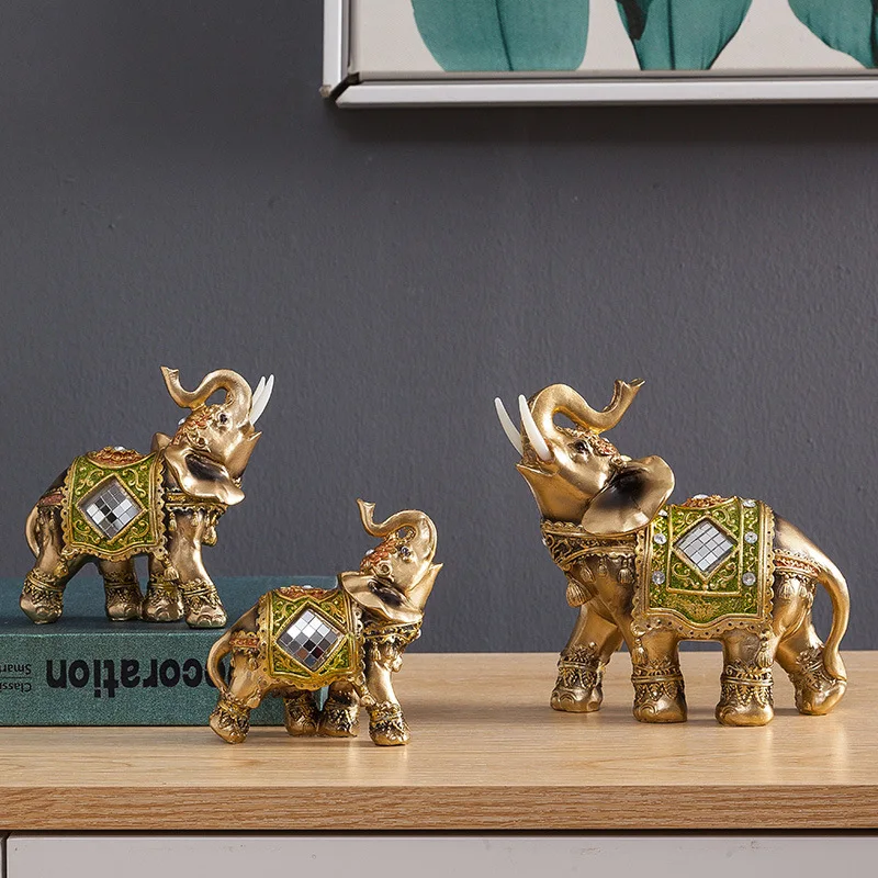 

Thai resin handicrafts elephant new household items three elephants creative ins decoration elephant ornaments