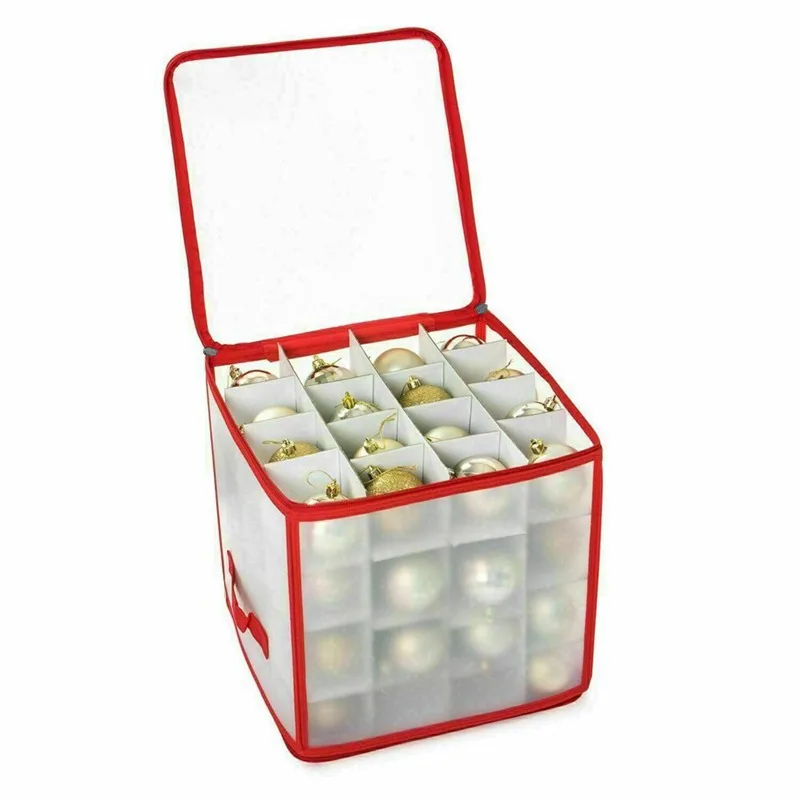 뚜껑이 달린 64 Baubles 보관함, 크리스마스 크리스마스 트리 장식 오거나이저, 64 Bauble 장식, 크리스마스 공 보관함