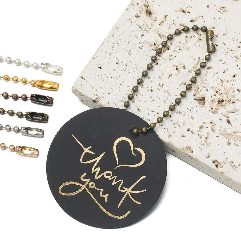 50 teile/los Runde Kugel Perlen Ketten Passt Schlüssel Kette 12 cm Länge Erkennungsmarke Groß Ketten Mit Stecker Für DIY Anhänger schmuck Finden – Detail 4