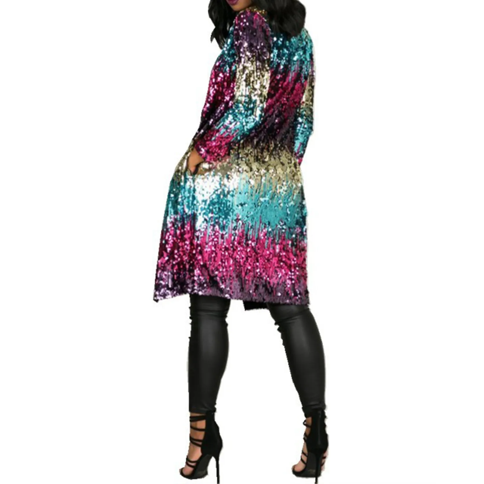 

Women Sequins Blazer Sequin Jacket Casual Long Sleeve Glitter Party Shiny Lapel Coat Rave Cardigan Sweaters for Women