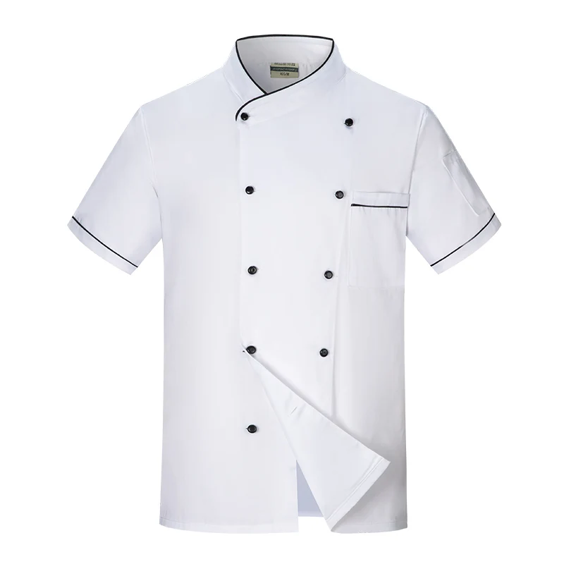 Chef Uniform Waiter Work Uniform Free Short Sleeve coat Chef Uniform Breathable Kitchen Cooking Jacket Restaurant Hotel Cafe Barber Waiter Work Shirt Unisex