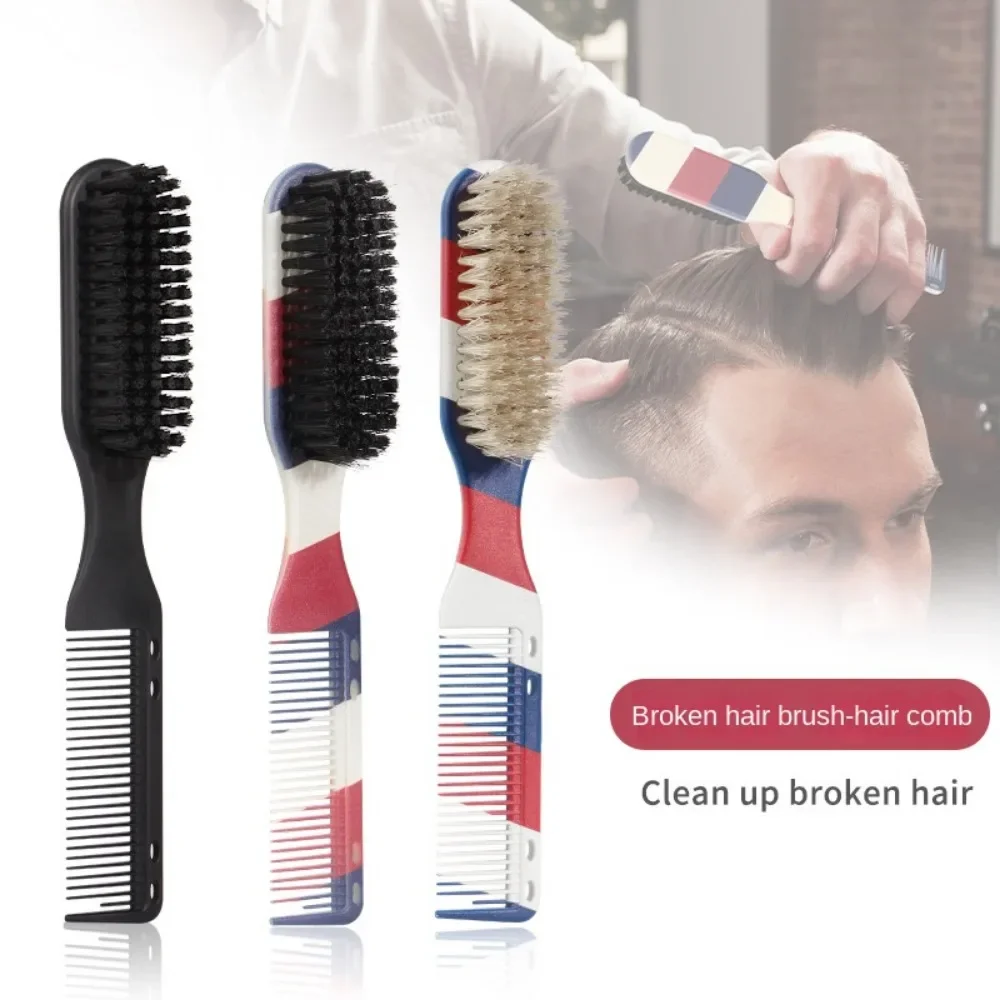 Double-sided Comb Brush Black Small Beard Styling Brush Professional Shave Beard Brush Barber Vintage Carving Cleaning Brushs double sided adjustable bag shoulder strap leather wide bag black white red brown strap diy crossbody handbag bag part accessory