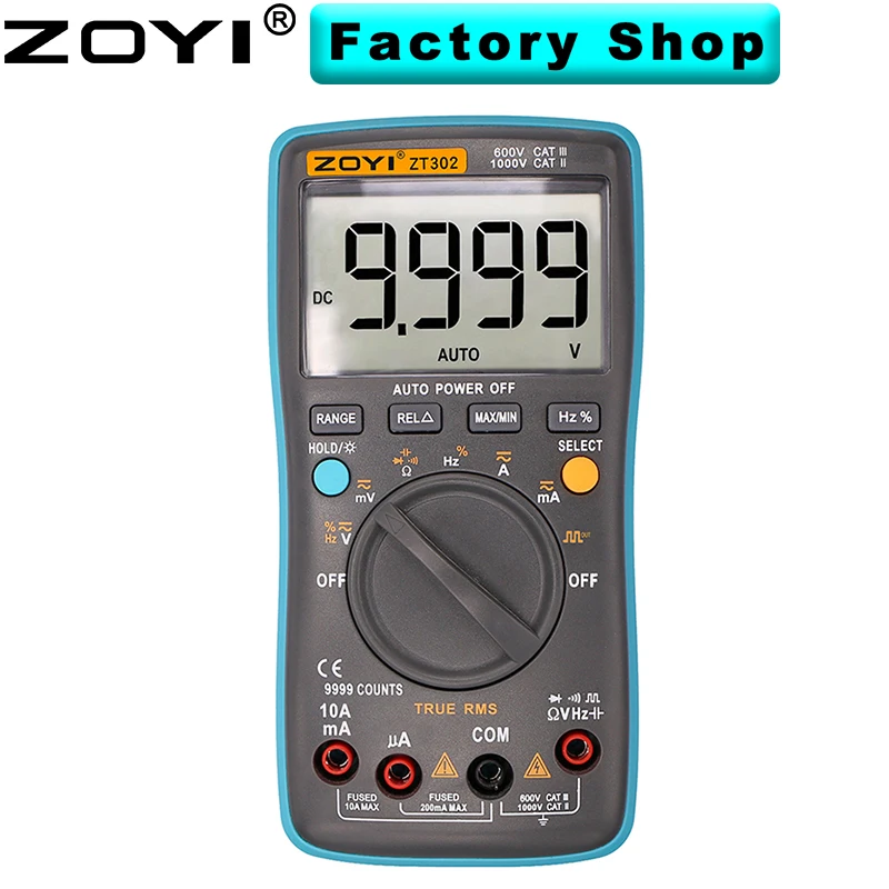 Digital Multimeter ZT 301/302/303 True RMS Auto Range Ammeter Voltmeter Smart Capacitor Temperature NCV Ohm Hz Tester 4
