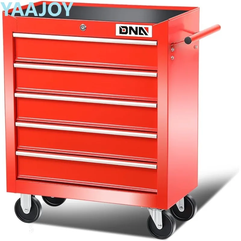 

DNA MOTORING TOOLS-00263 5-Drawer Plastic Top Rolling Tool Cabinet with Keyed Locking System,13" D x 24.5" W x 30.5" H,Red