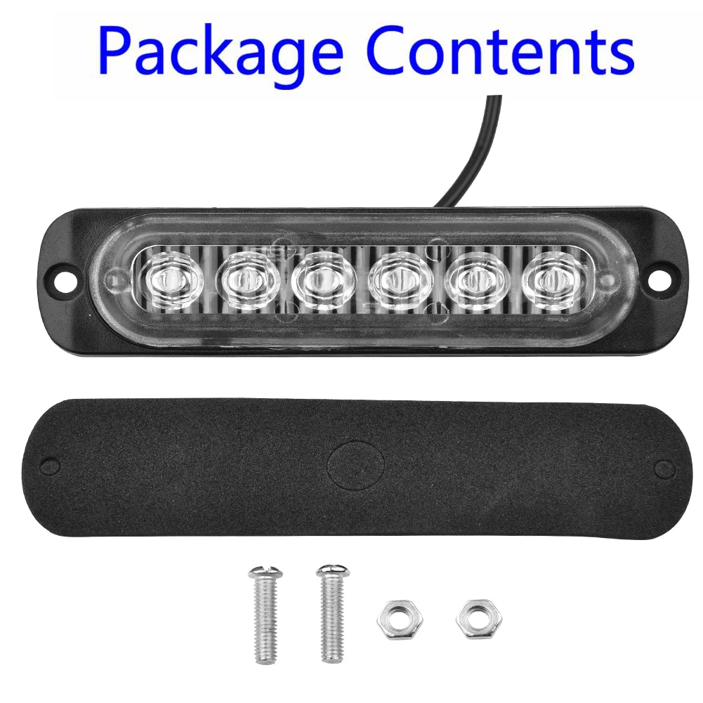 

1pc Car Truck Safety Urgent Light Always Bright Strobe Light 12-24V 18W Red 6LED Fog Lights Day Driving Running Light