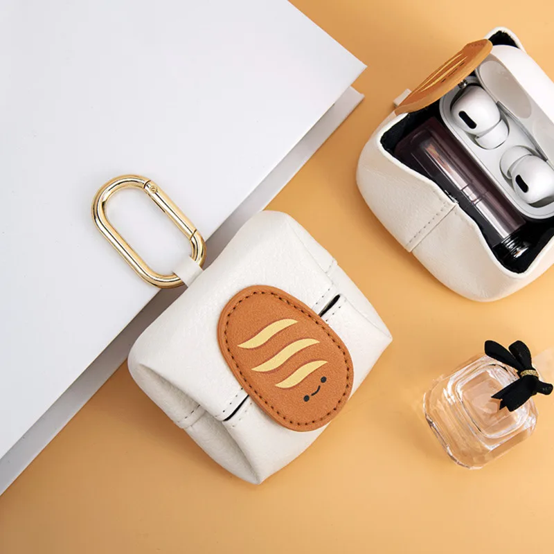 Cute Cartoon Earphone Bag Pendant Microfiber Leather Mini Lipstick Storage Bag Coin Wallet Multifunctional Student Wallet