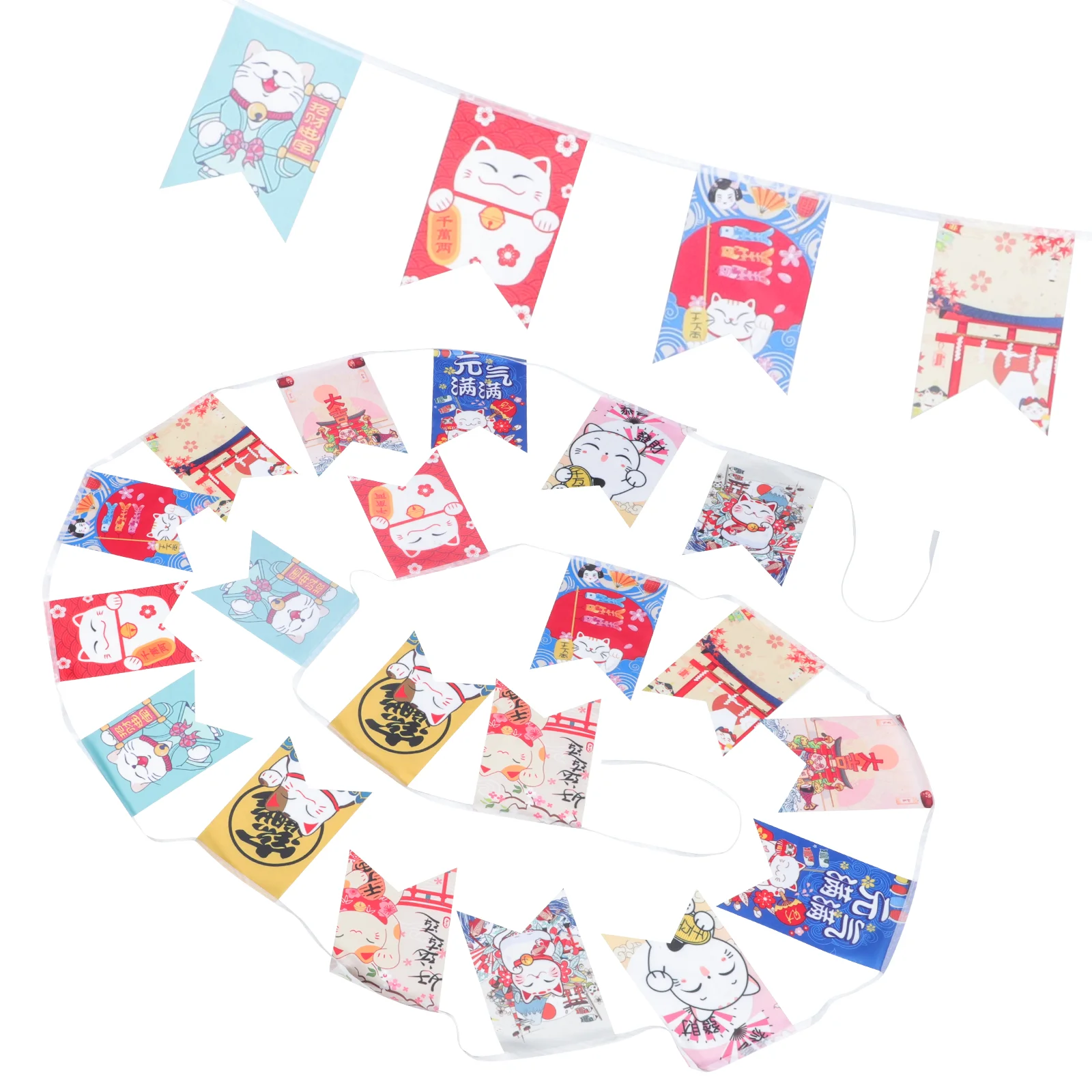

String Flag Bunting Garland Japanese New Year Banner Polyester Decorative Hanging