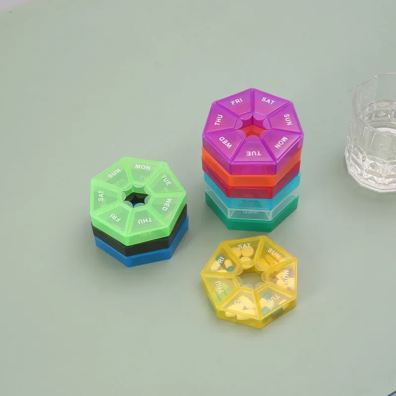 Pill Organizer Mini Small Portable Travel Vitamin Pill Box Pills Cases Container Organizer Storage Tablets 7 Days Grids Medicine Fish Oils