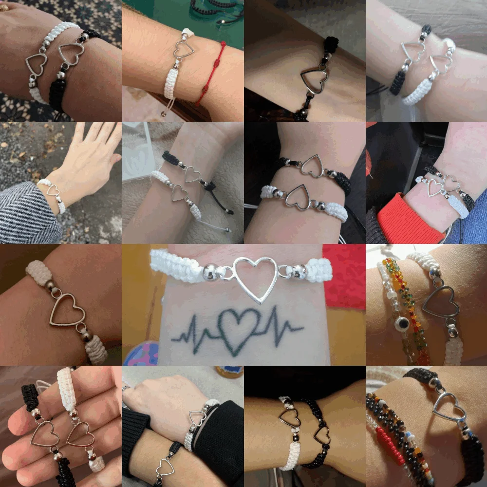 Bracelet Jewelry Love Heart Couple Bracelet For Lover Women Men Hand Crafted Adjustable Rope Friends Relationship Matching Bracelets Jewelry Gift