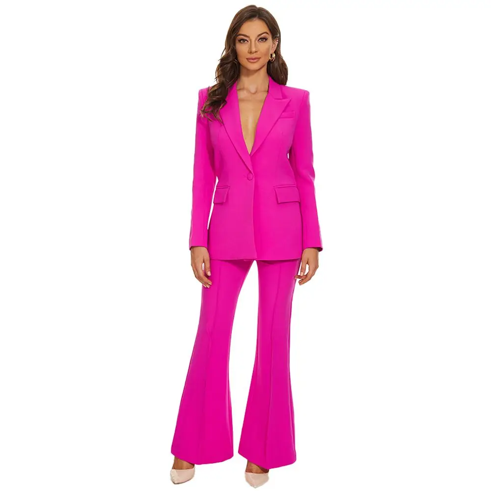 Amandina Luxe Fuchsia Women's Two Piece Business Suit Set One Button ...