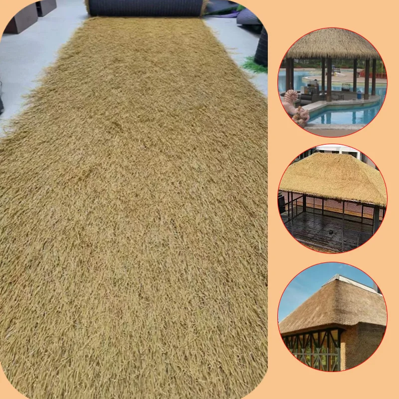 1M Plastic DIY Fake Straw Carpet Trim Artificial Straw Mat Palm