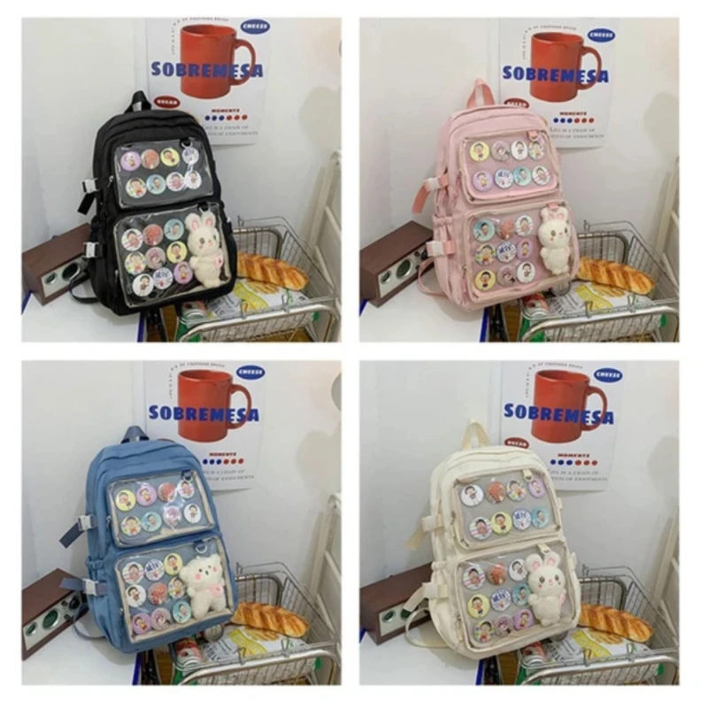 Backpack New Transparent, Lightweight, and Simple Middle School Korean Leisure Large Capacity Japanese INS Small Fresh Backpack
