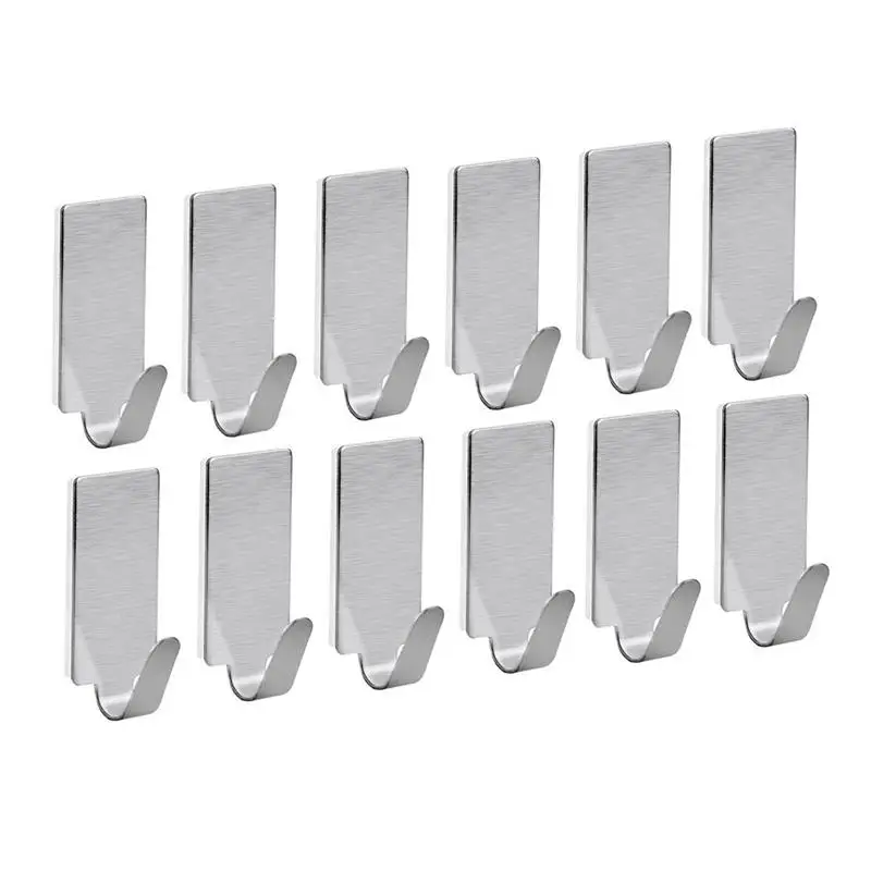 Adhesive Hooks, Wall Hooks 10 Pack Heavy Duty Stainless Steel Wall Hooks  Adhesive for Hanging Jackets, Kitchenware, Bathrobes, Bath Towels, Coat,  Bag