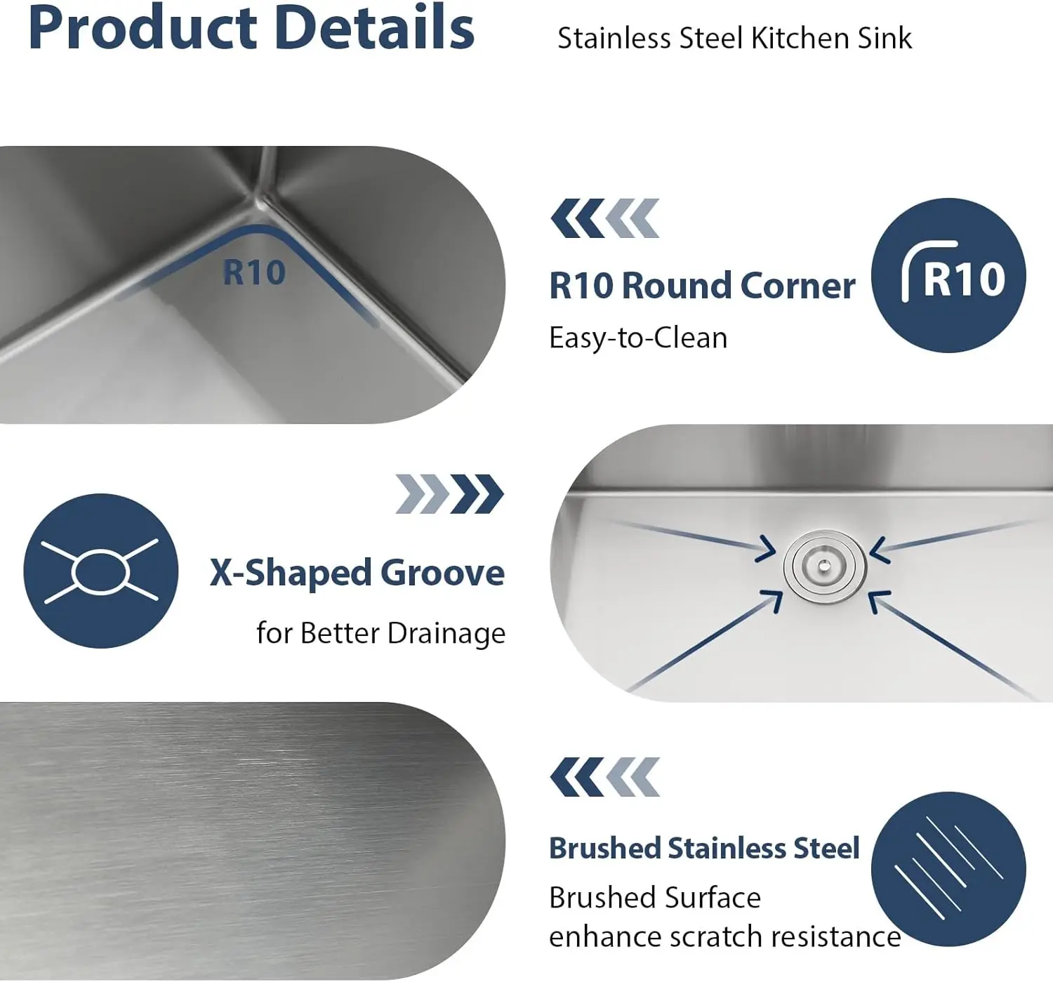 33 Drop In Kitchen Sink Workstation -  33x22 Kitchen Sinks Drop In Stainless Steel 16 Gauge Single Bowl Handmade 4