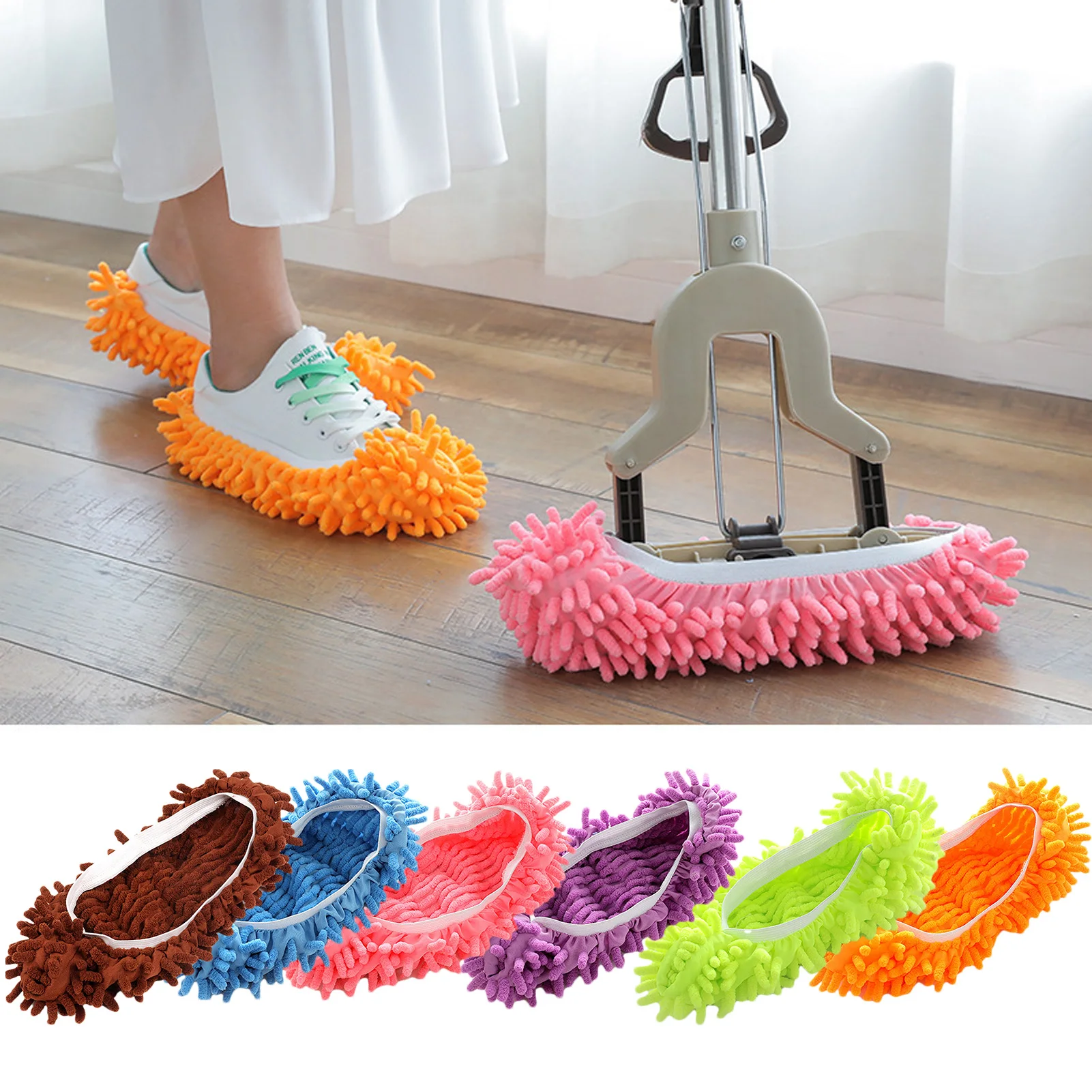 Washable Mop Slippers Microfiber 2x Lazy Foot Socks Cleaner Foot Shoes  Cover for kitchen and office Bathroom Floor Dusting , Blue, 17x15cm -  Walmart.com