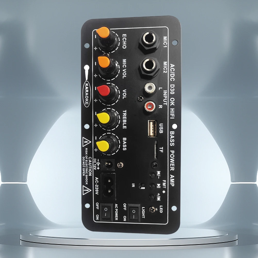Description Picture 6 of item12V 220V Heavy Bass Sound Wireless Radio Module Karaoke Amplifier Subwoofer Bluetooth-Compatible Digital Stereo Amplifier Board
