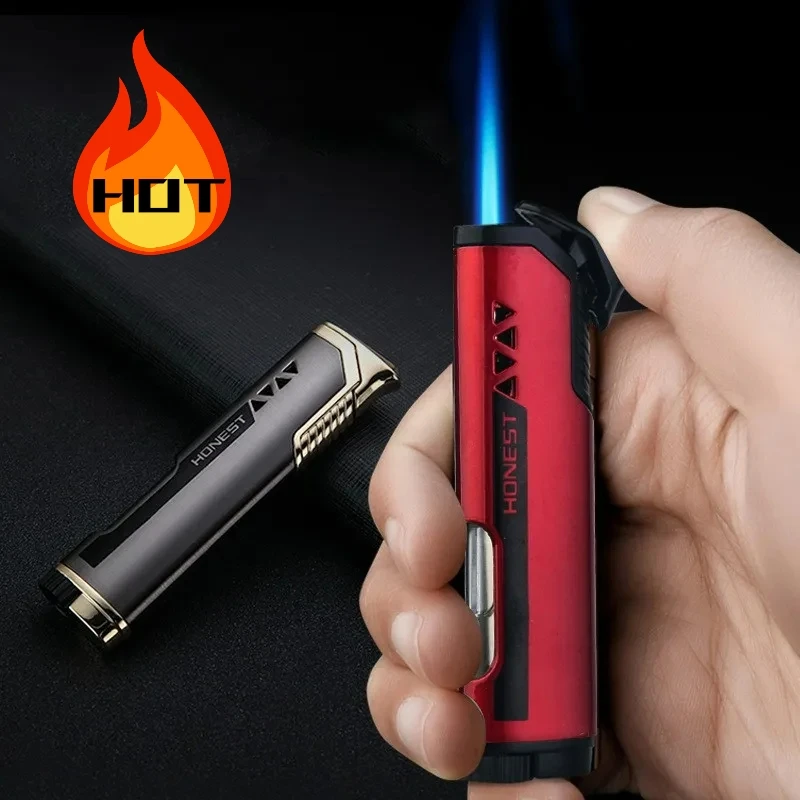 

HOT Metal Windproof Turbine Torch Portable Blue Flame Lighter Outdoor Kitchen Barbecue Cigar Large Fire Lighter Men's Gift