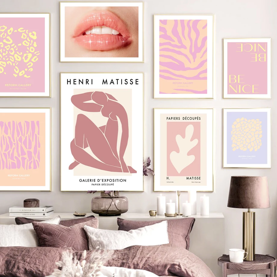 

Matisse Abstract Sexy lips Colorful Reform Gallery Nordic Poster Wall Art Print Canvas Painting Decor Pictures For Living Room