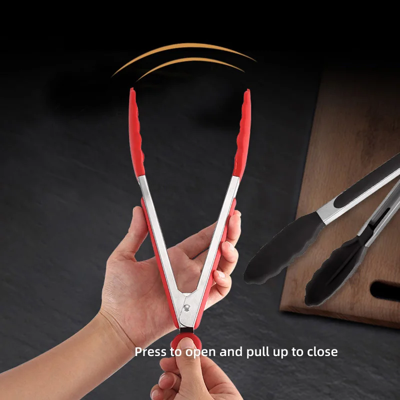 Pinze per barbecue in silicone Clip per barbecue Clip da cucina Pinze per alimenti in silicone Clip per alimenti Utensile da cucina per pala in acciaio inossidabile domestica  15