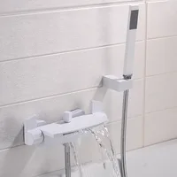 อ่างอาบน้ำชุดฝักบัวติดผนังก๊อกน้ำห้องน้ำ, ห้องน้ำเย็นและ Hot Mixer ก๊อกน้ำทองเหลือง Chrome/สีส้ม/สีขาว/สีดำ 3