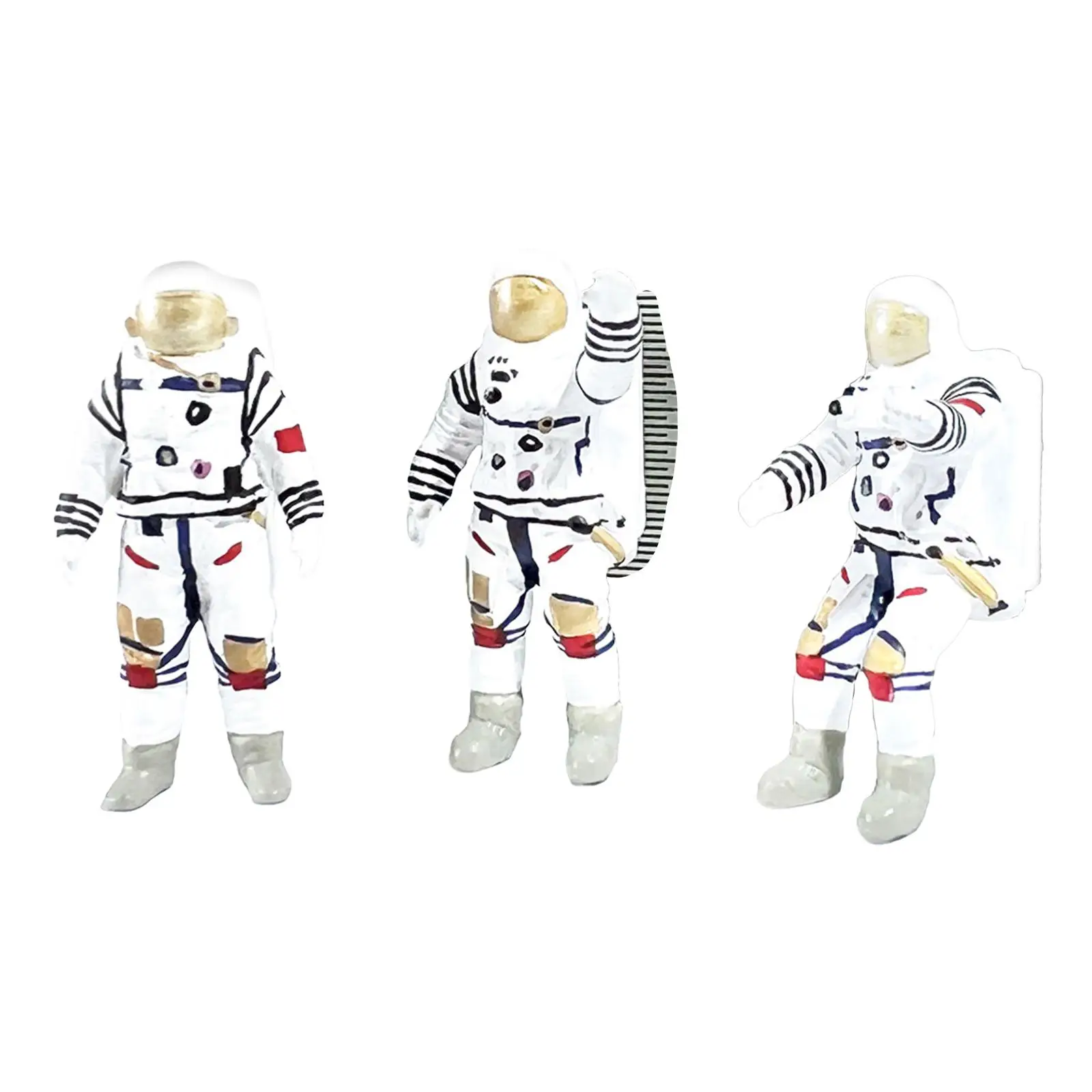 1/64 Scale Astronaut Figurines Sand Table Ornament Resin for Kids Mini Astronaut Toys for Miniature Scene Decoration Accessories