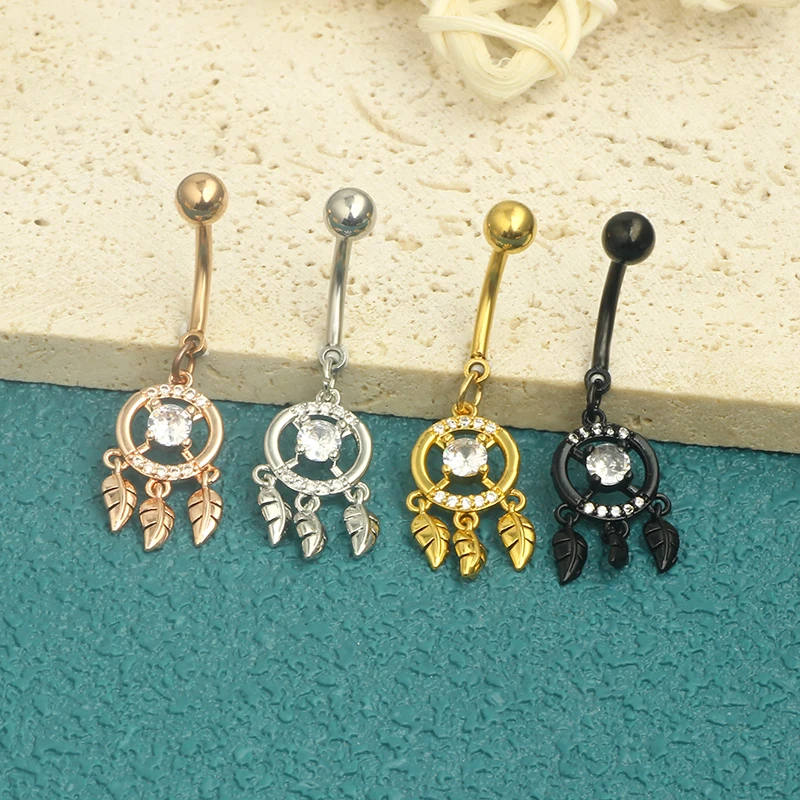 Stainless Steel Women Belly Button Ring Stud Leaf Navel Piercing Sexy Bunny Belly Dangle Piercing Ombligo Body Jewelry dangle pi