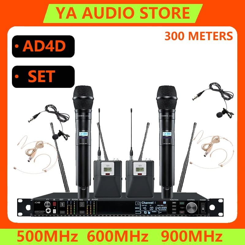 

AD4D wireless microphone uhf long-distance professional wireless performance microphone set 2 channels beta58a head-worn