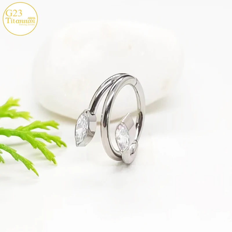 ASTM F136 Titanium Earrings Septum Piercing Nose Rings Plating Gold CZ Zircon Rings Cartilage Tragus Helix Piercing Body Jewelry