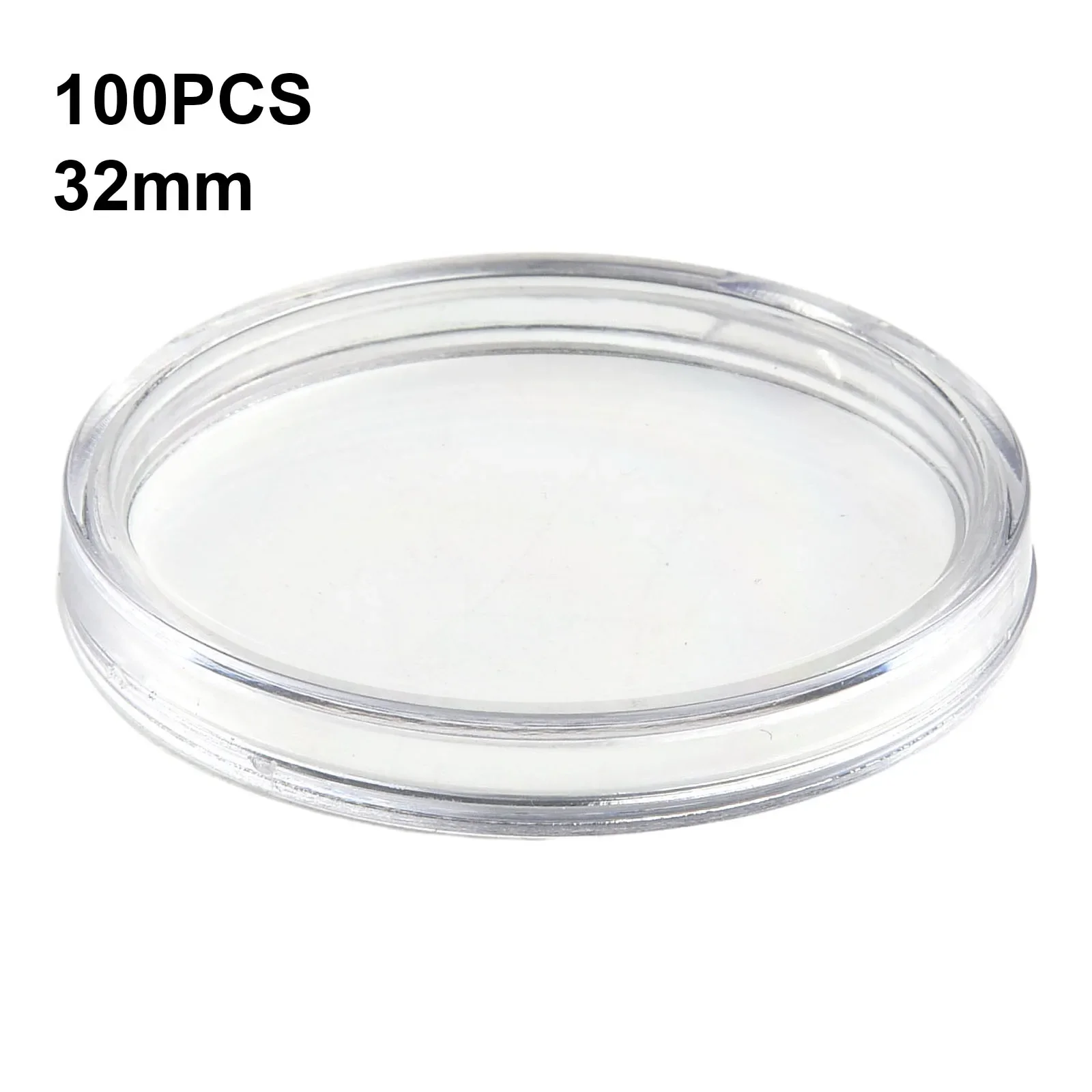 100Pcs Clear 32mm Coin Storage Boxes PS Capsules Portable Round Coin Holders *This Round Case Is Great For Storing Coins