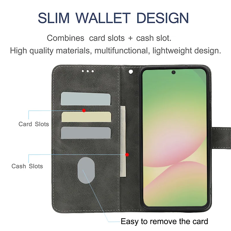 Elegant Leather Wallet Phone Case with Card Slots and Flip Cover