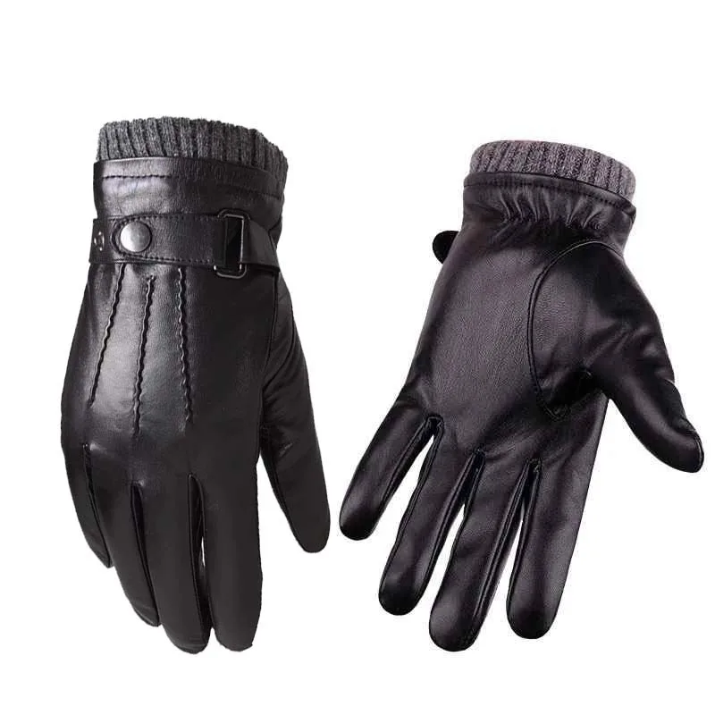 

Men's Gloves Winter Warm Touch Screen Fashion Sheepskin Real Leather Glove Cashmere Lining Thick Casual Driving Outdoor Protect