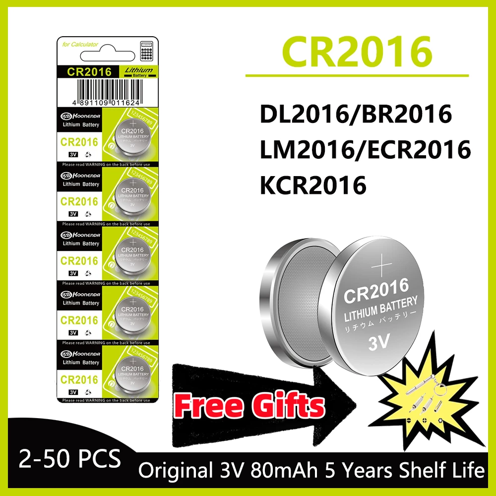

High-Capacity3V CR2016 Button Batteries LM2016 BR2016 DL2016 Cell Coin Lithium Battery For Watch Electronic Toy Calculators