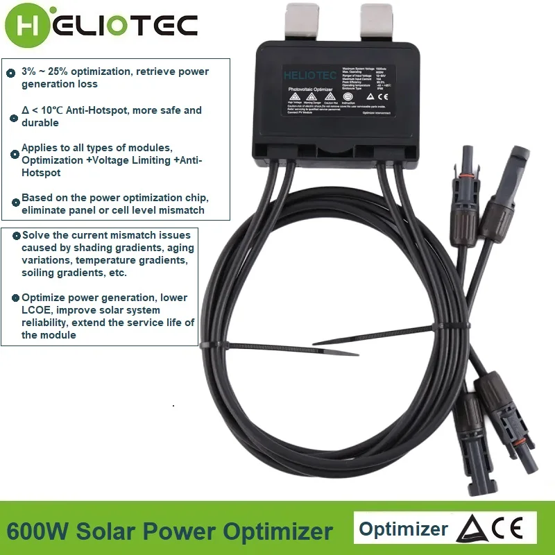 600W Integrated PV Power Optimizer 60V Input IP67 Real-time Solar Panel Monitoring Voltage-Limiting Anti-Hotspot pv power optimizer
